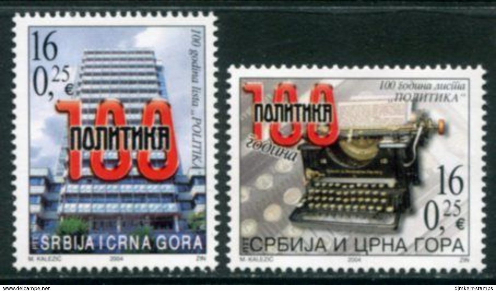 YUGOSLAVIA (Serbia & Montenegro) 2004 Centenary Of "Politika" Newspaper MNH / **  Michel 3171-72 - Ungebraucht
