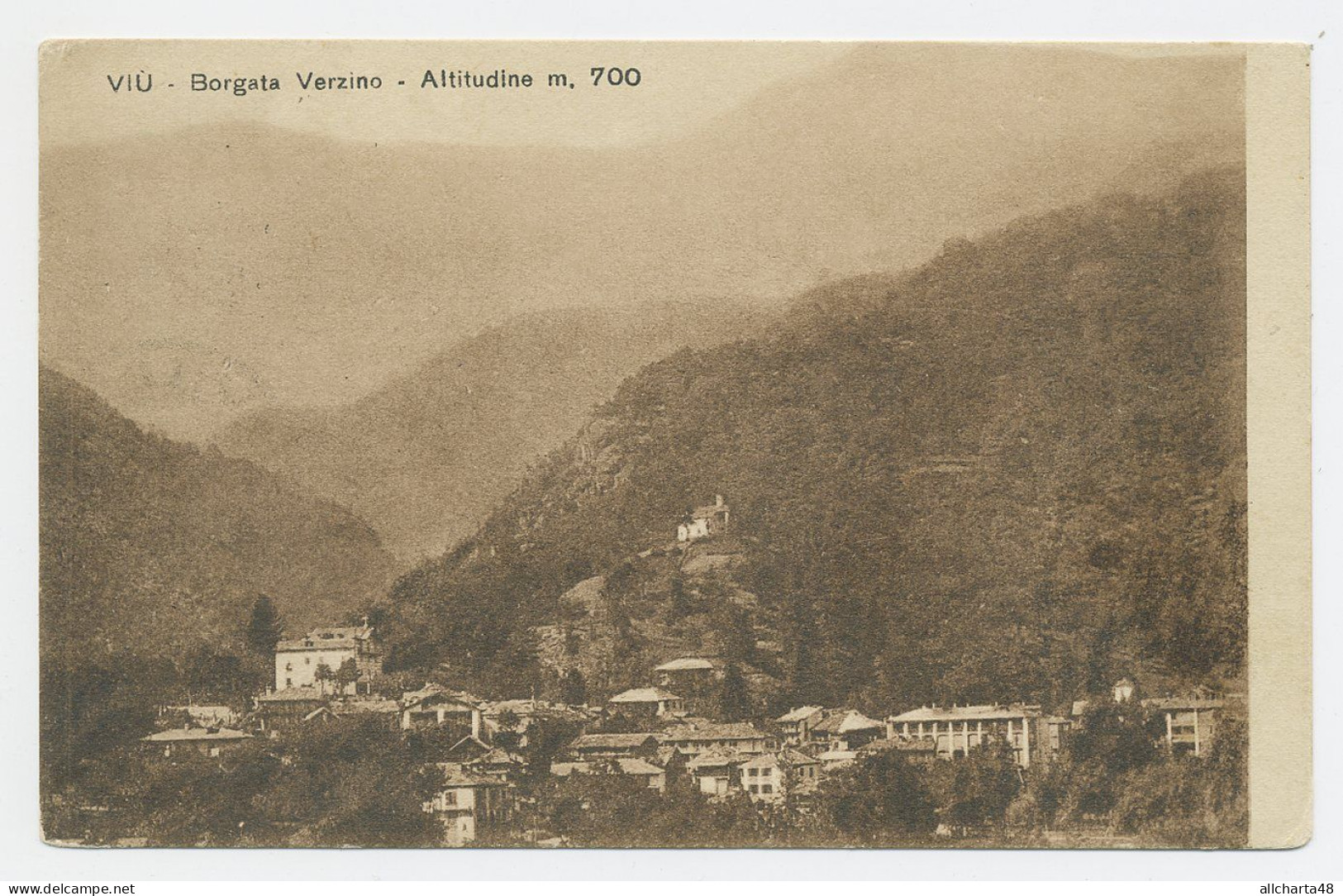 D6232] VIÙ BORGATA VERZINO Torino VEDUTA Viaggiata 1924 - Panoramic Views