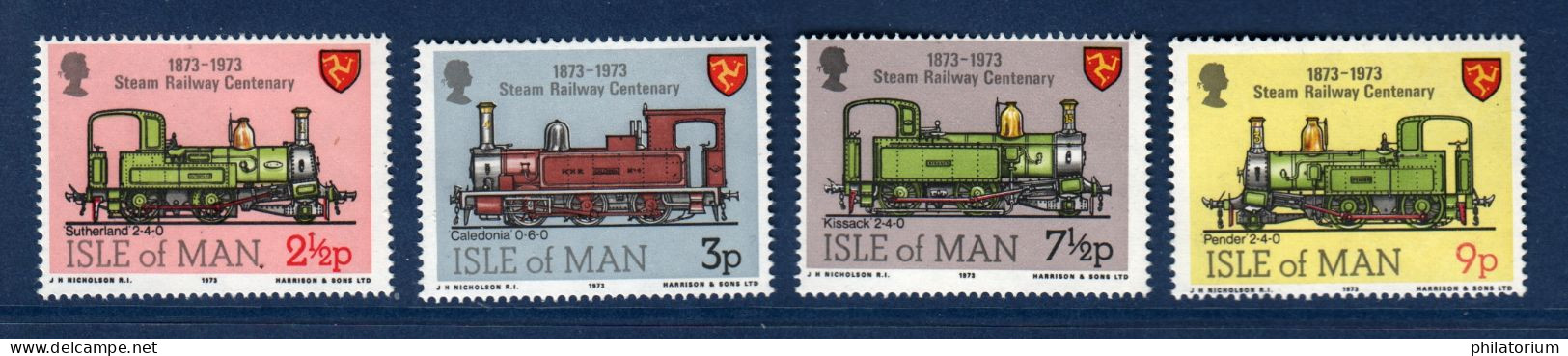 Calf Of Man, Isle De Man, **, Yv 18, 19, 20, 21, Mi 29, 30, 31, 32, SG 35, 36, 37, 38, Locomotives, Trains, - Man (Ile De)