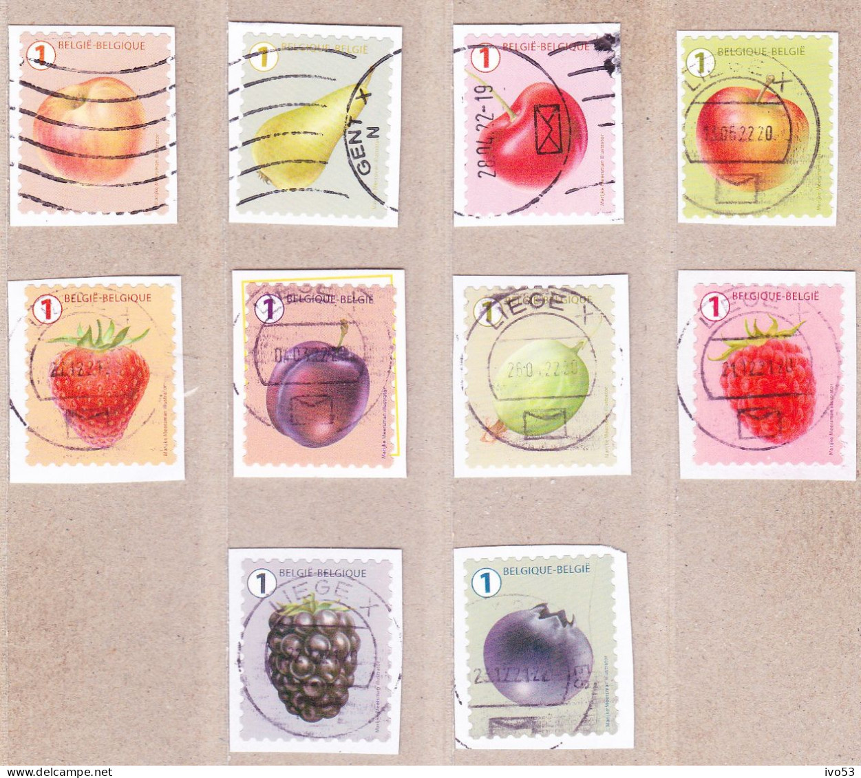 2018 Nr 4800-09 Gestempeld Op Fragment.Fruit (rolzegels):Grove Tanding. - Used Stamps