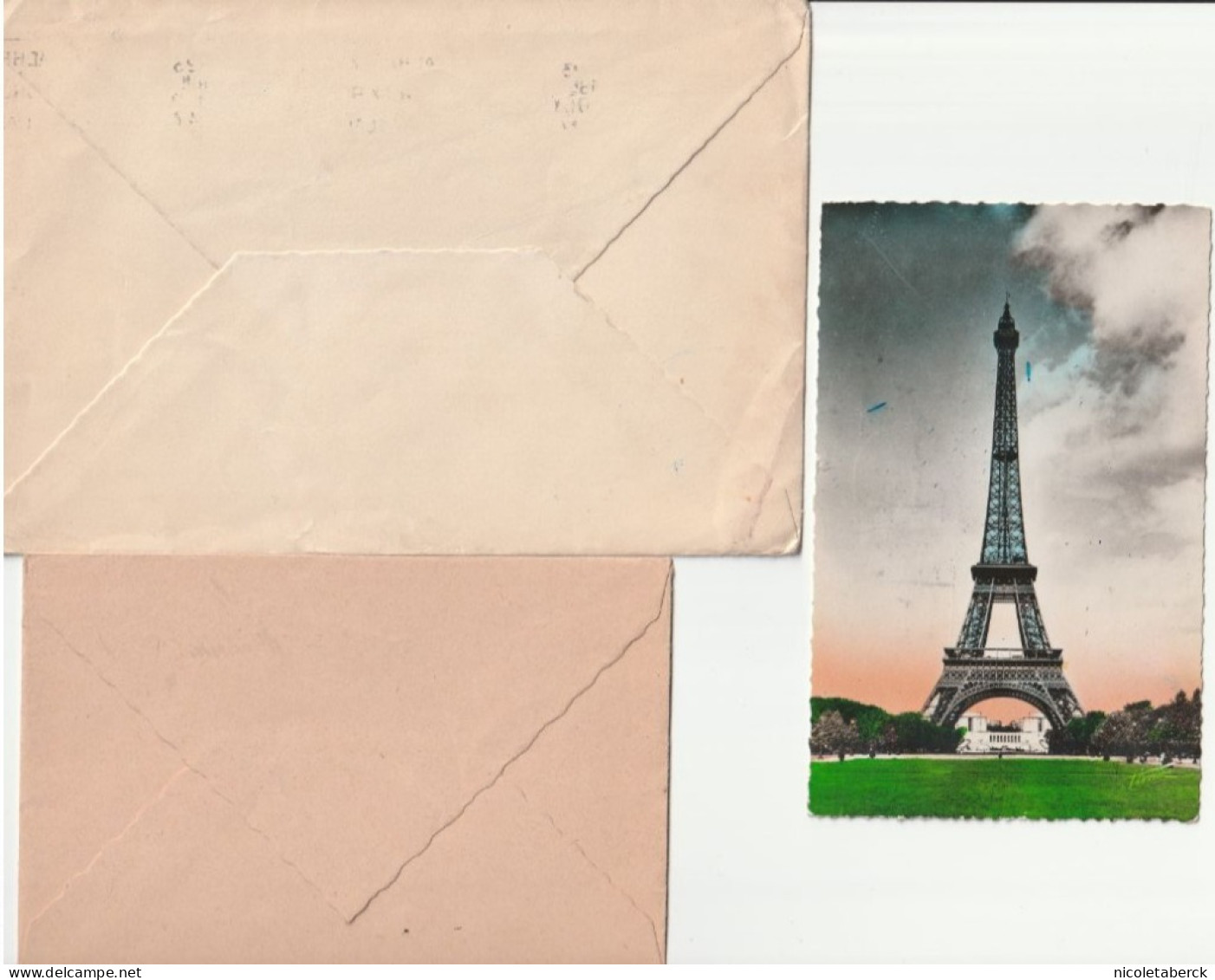 Cérès De Mazelin, N°680 2 Enveloppes Dont 1 Avec Flamme Croix-Rouge + Carte Tour Eiffel Avec Vignette Déchirée Mais Rare - 1945-47 Ceres (Mazelin)