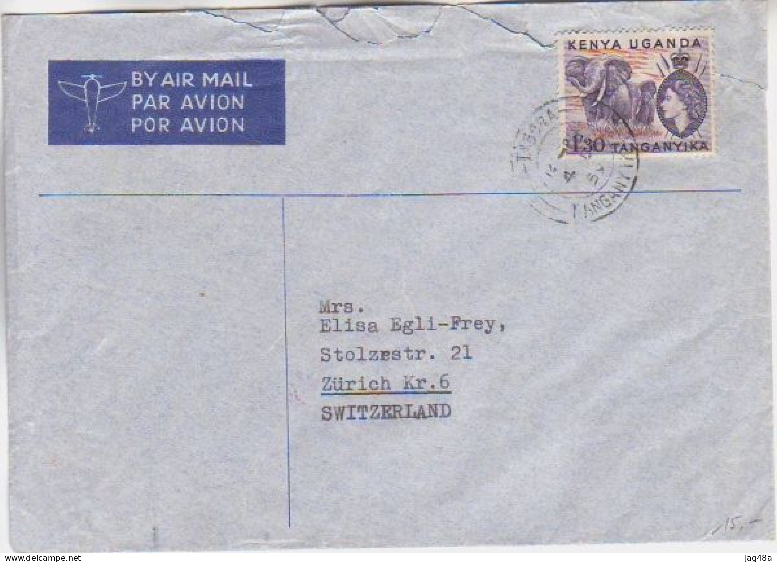 TANGANYIKA. 1959/Tagora, Reg.-envelope/single-franking. - Kenya, Oeganda & Tanganyika