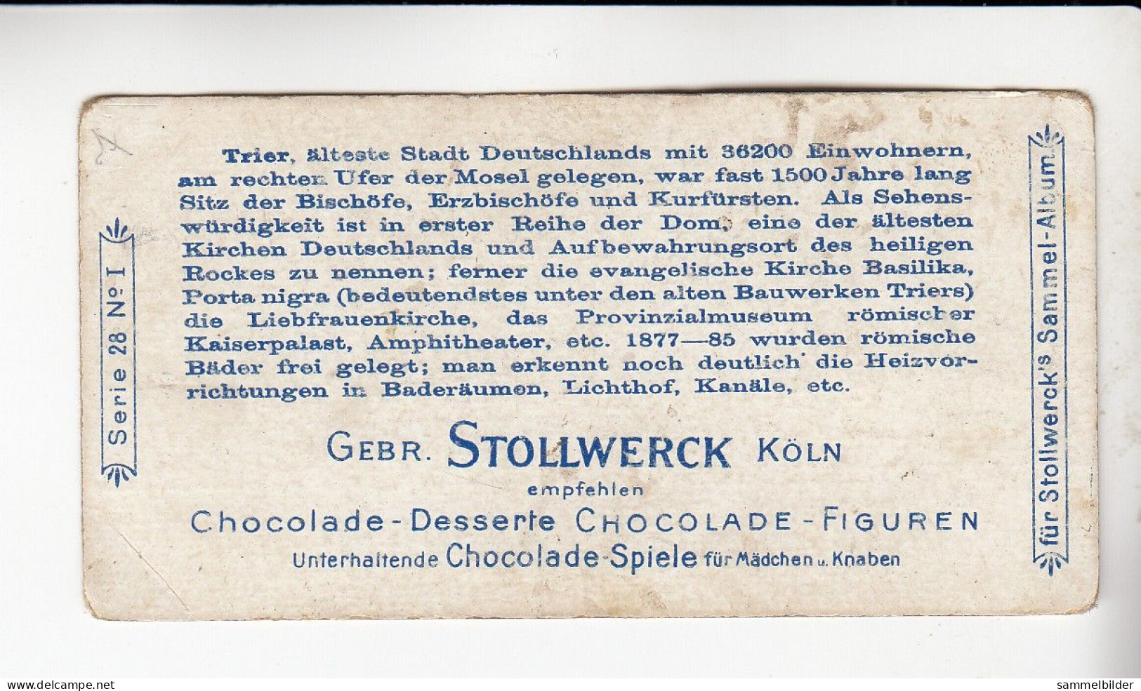 Stollwerck Album No 1  Mosel - Ansichten   Trier     Gruppe 28 #1  Von 1897 - Stollwerck