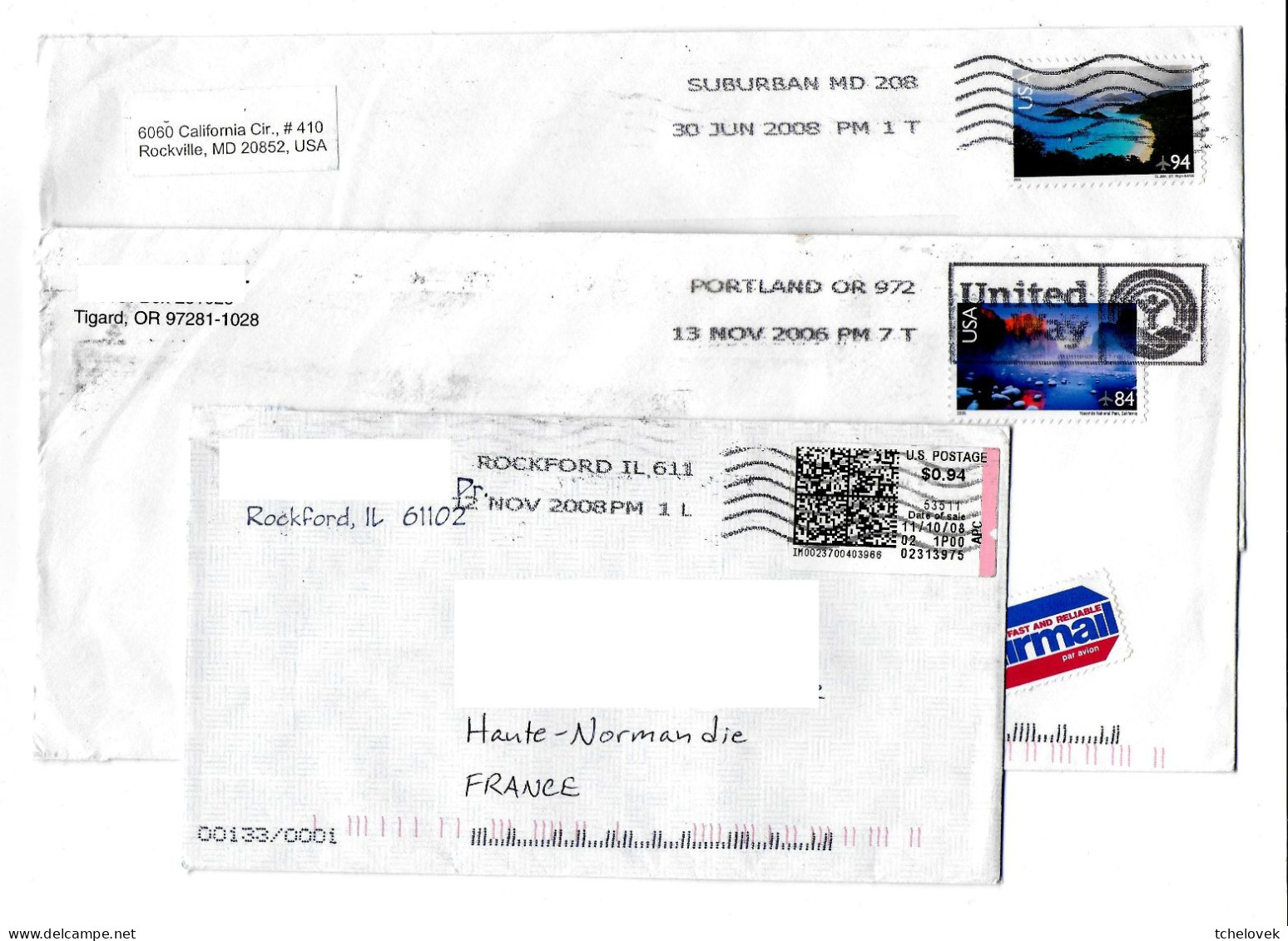 (Timbres). Letter Cover USA To France USPS 17.10.2007 & Lot N°1 - Covers & Documents