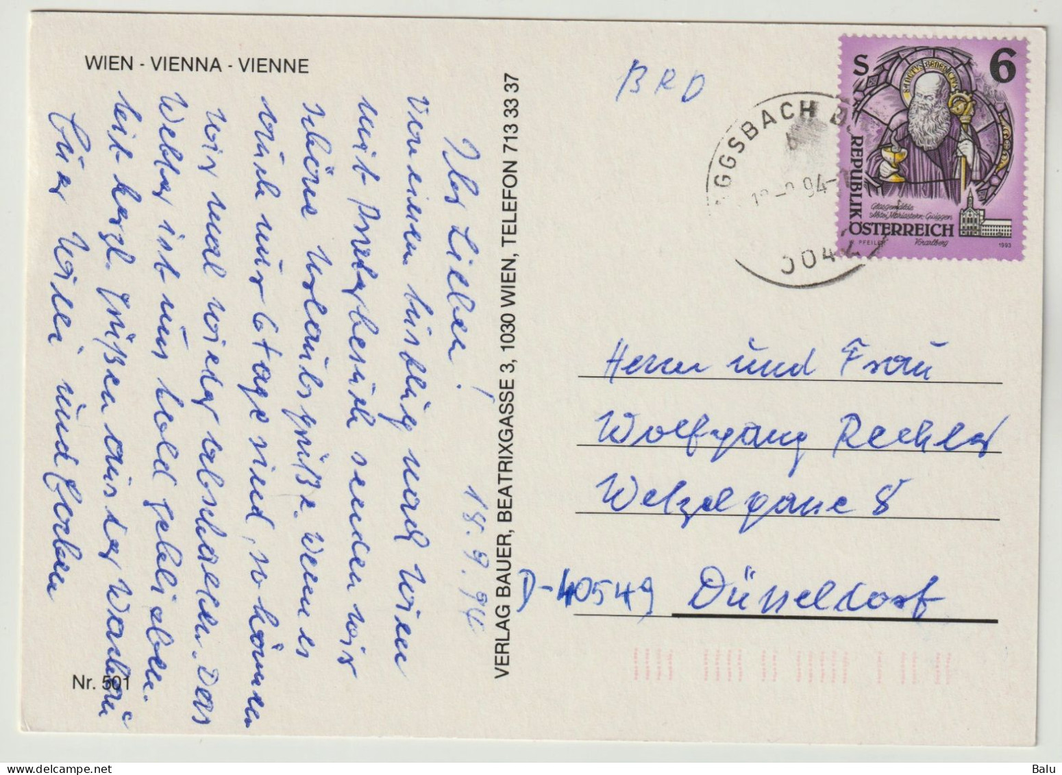 MBK Grüsse Aus Wien Riesenrad Stephansdom Hundertwasserhaus Schönbrunn Karlskirche, 1994 Versendet, 3 Scans - Wien Mitte