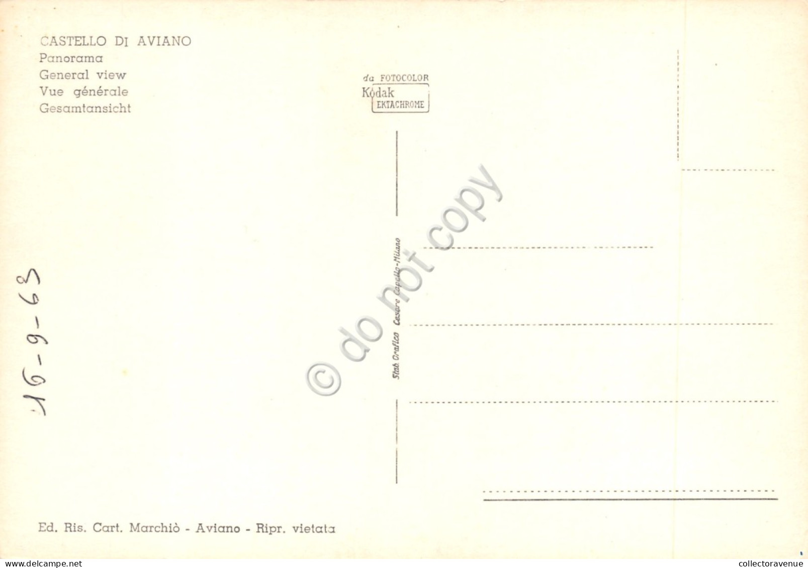 Cartolina Aviano Castello E Panorama Dall'alto 1963 Colorata (Pordenone) - Pordenone