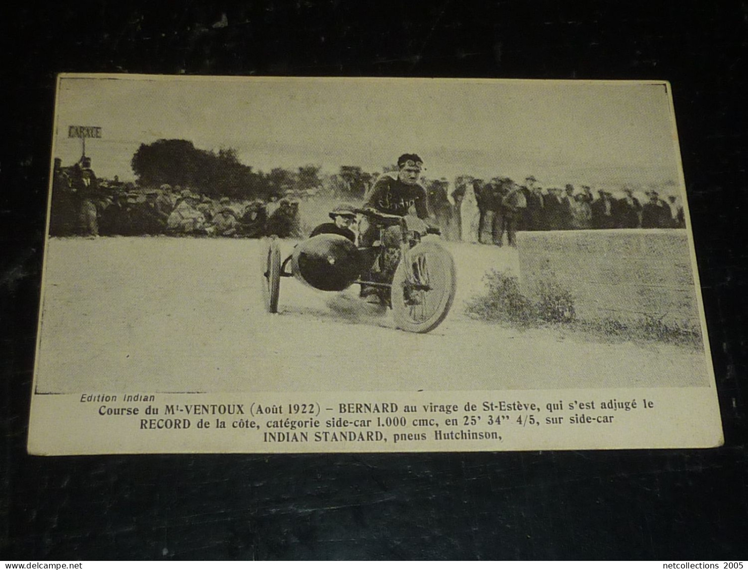 COURSE DU MONT-VENTOUX (Aout 1922) - Bernard Au Virage De St-Estève - Sur Un Side-car Indian Standard...- 38 ISERE (D-F) - Moto Sport