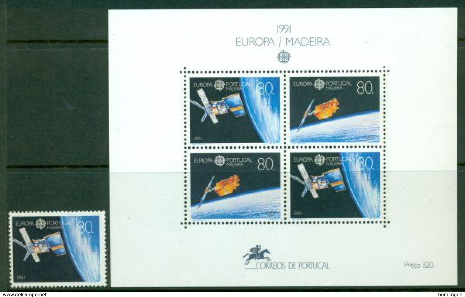 PORTUGAL – MADEIRA 1991 Mi 147 + BL 12** Europa CEPT – Space [B395] - 1991