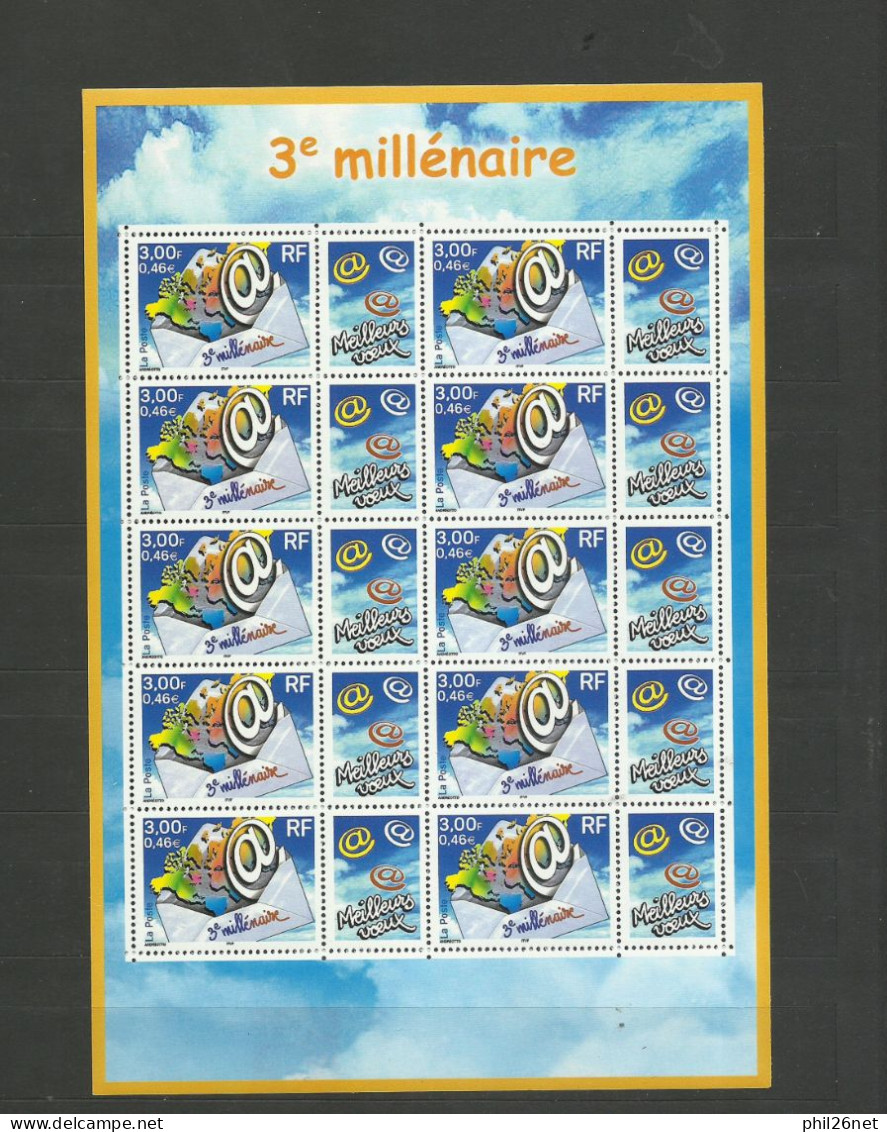 France Feuille Complète F 3365 Meilleurs Voeux  3ème Milléniaire Neuf * * TB Jamais Pliée = MNH VF Voir Scan Soldé ! ! ! - Neufs