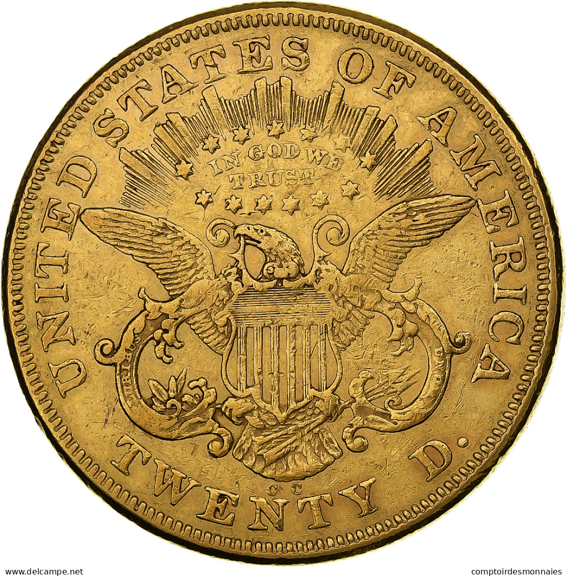 États-Unis, $20, Double Eagle, Liberty Head, 1876, Carson City, Rare, Or, TB+ - 20$ - Double Eagles - 1877-1901: Coronet Head