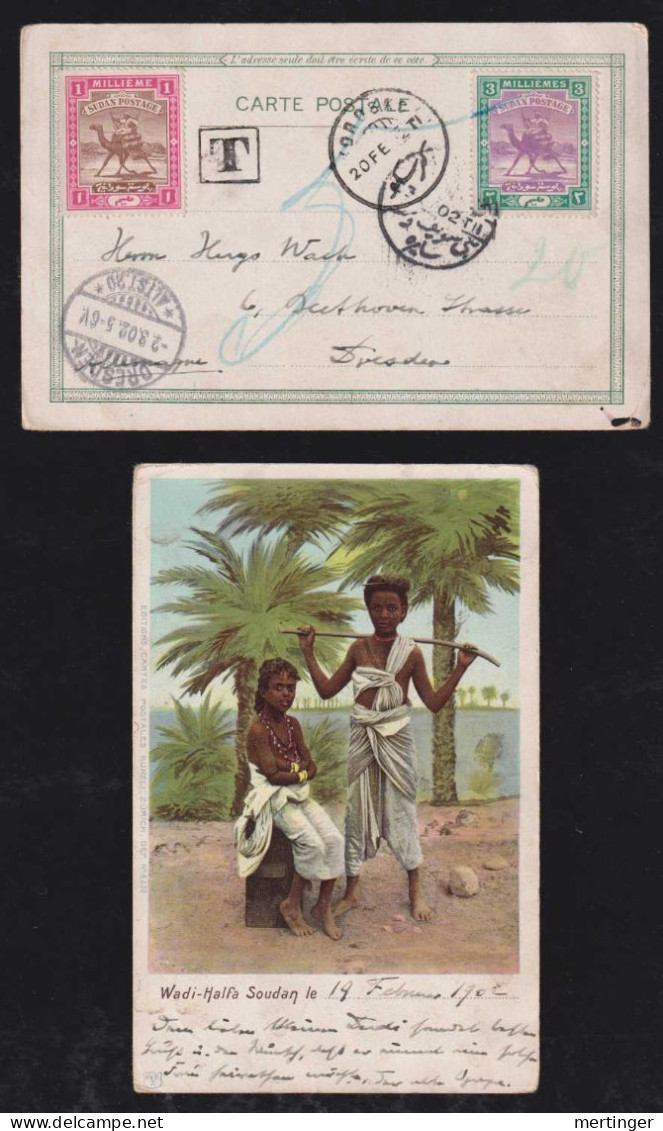 Sudan 1902 Picture Postcard WADI HALFA X DRESDEN Germany Postage Due - Soudan (...-1951)