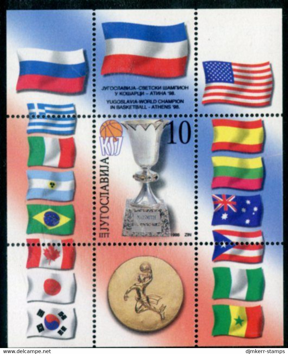 YUGOSLAVIA 1998 Basketball Championship Block MNH / **.  Michel Block 47 - Unused Stamps