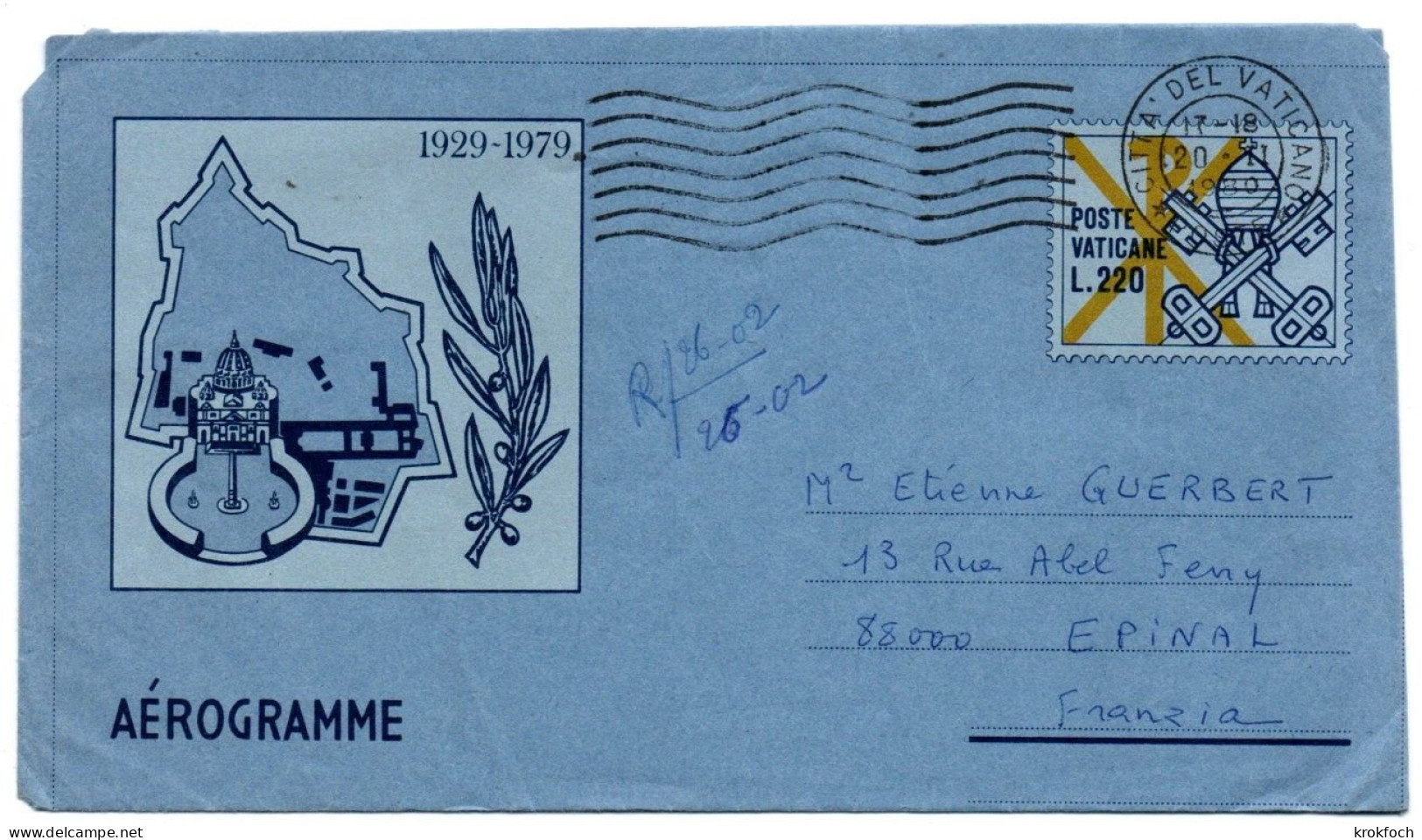 Aérogramme Poste Vaticane 1980 - 50 Ans Accords Latran - Entiers Postaux