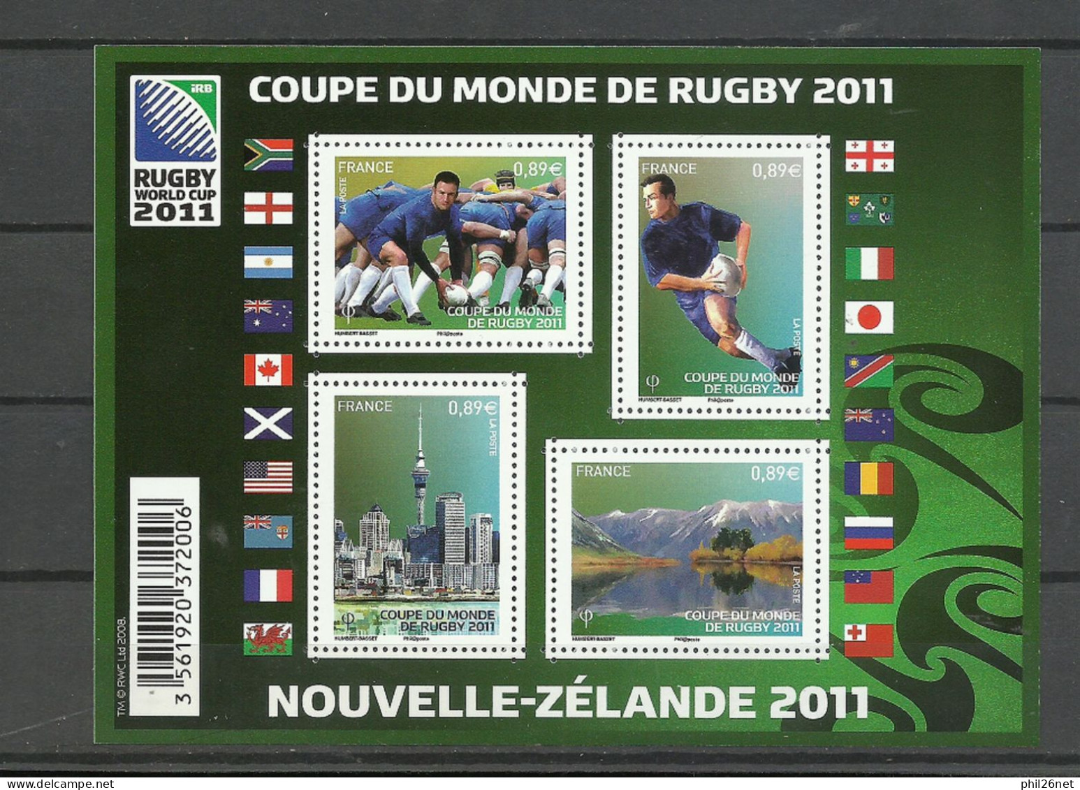 France Feuille Complète F 4576 Rugby Coupe Du Monde 2011 NZ  Neuf * * TB Jamais Pliée = MNH VF Voir Scan Soldé ! ! ! - Neufs