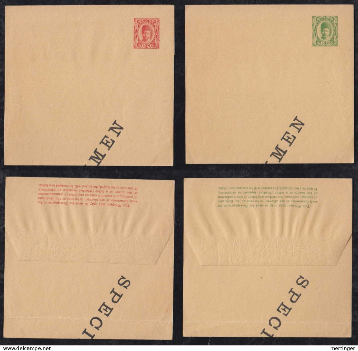 Zanzibar 1908 2 Stationery Wrapper 3c + 6c SPECIMEN ** MNH - Zanzibar (...-1963)