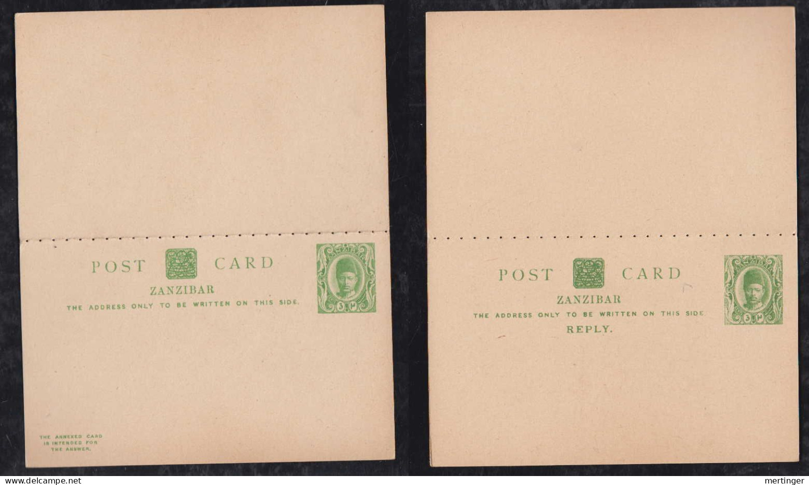 Zanzibar 1908 Stationery Question/reply Postcard 3c ** MNH - Zanzibar (...-1963)