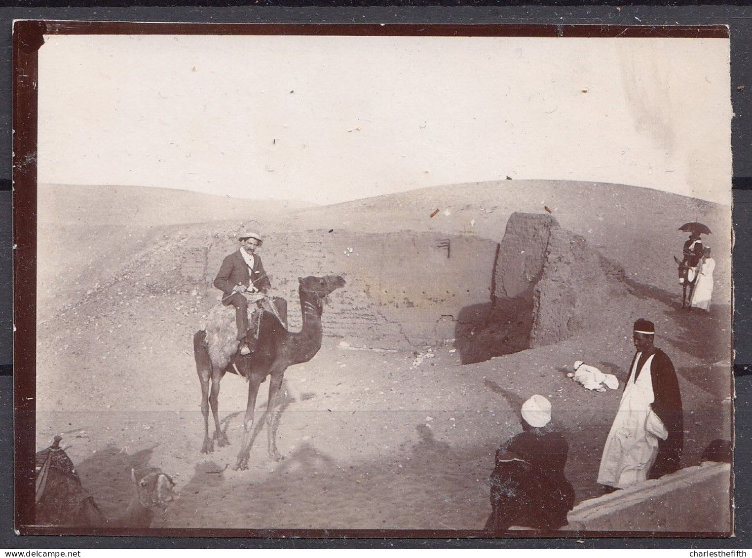 4 VIEILLES PHOTOS DU VOYAGE DE LA FAMILLE ERNST ( Aubel ) En EGYPT En 1890 - ASWAN - SAKKARA - NILE - SUR LE BATEAU - Oud (voor 1900)