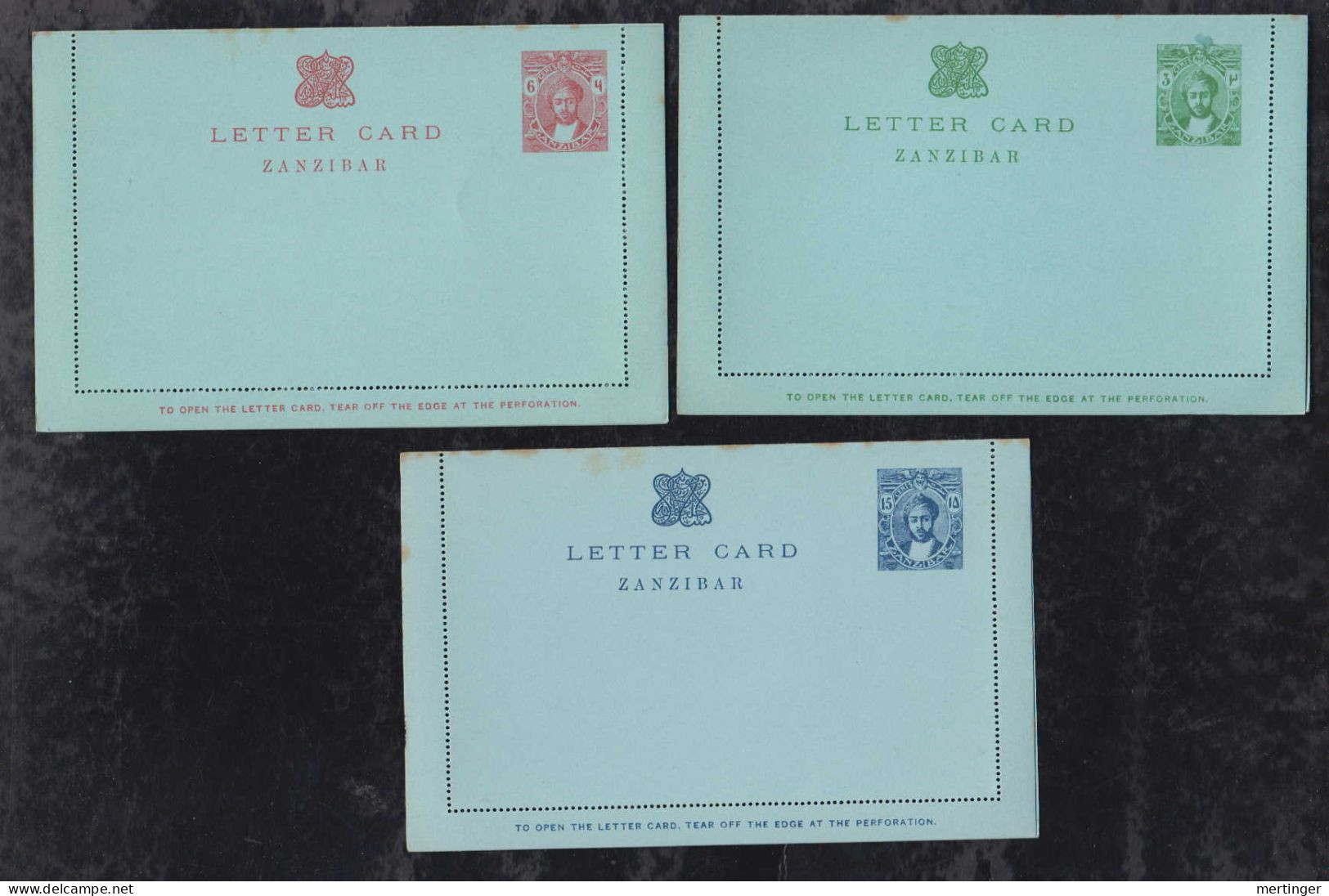 Zanzibar 1914 3 Stationery Lettercards 3c + 6c + 15c ** MNH - Zanzibar (...-1963)