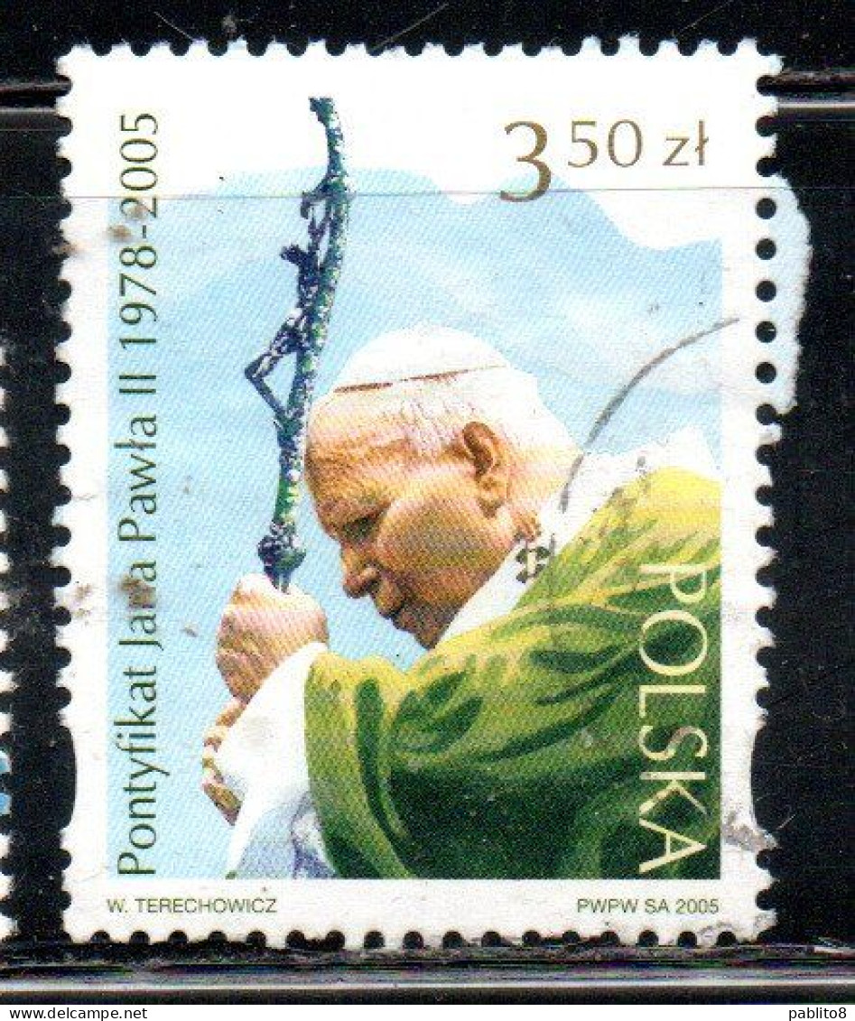 POLONIA POLAND POLSKA 2005 PAPA POPE JOHN PAUL II GIOVANNI PAOLO 3.50z USED USATO OBLITERE' - Usados