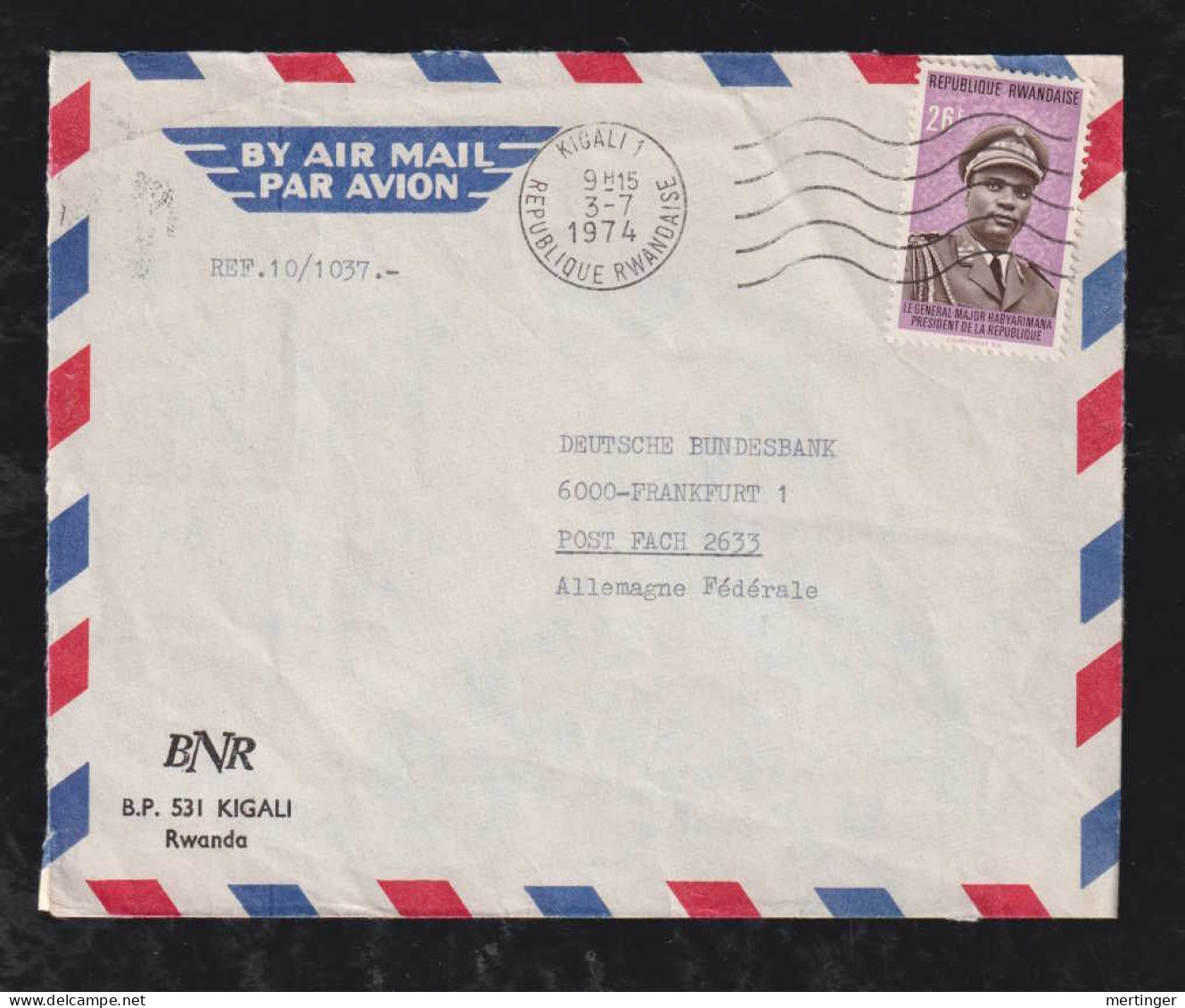 Ruanda 1974 Airmail Cover KIGALI X FRANKFURT Germany - Lettres & Documents