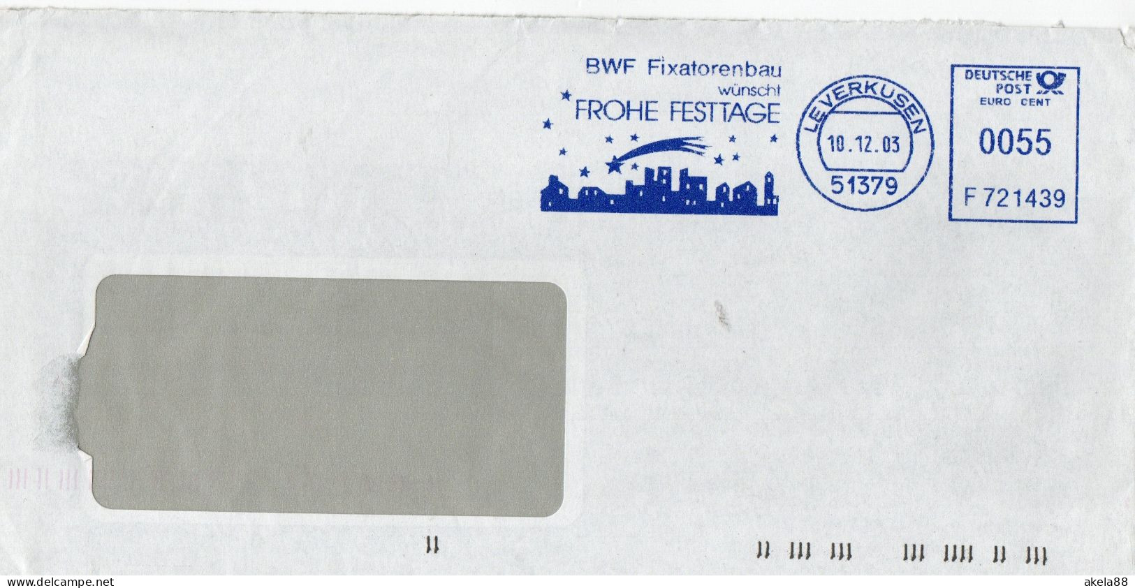 GERMANIA 2003 - NATALE - STELLA COMETA - BUONE FESTE - LEVERKUSSEN - Frankeermachines (EMA)