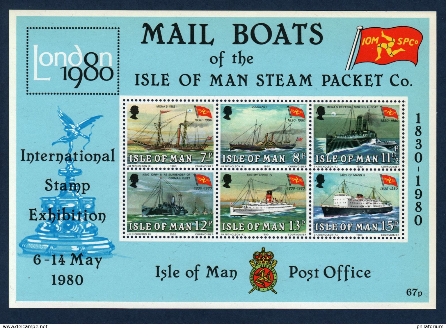 Calf Of Man, Isle De Man, **, Yv BF 3, Mi BL 3, SG MS 176, Bateaux, - Man (Ile De)