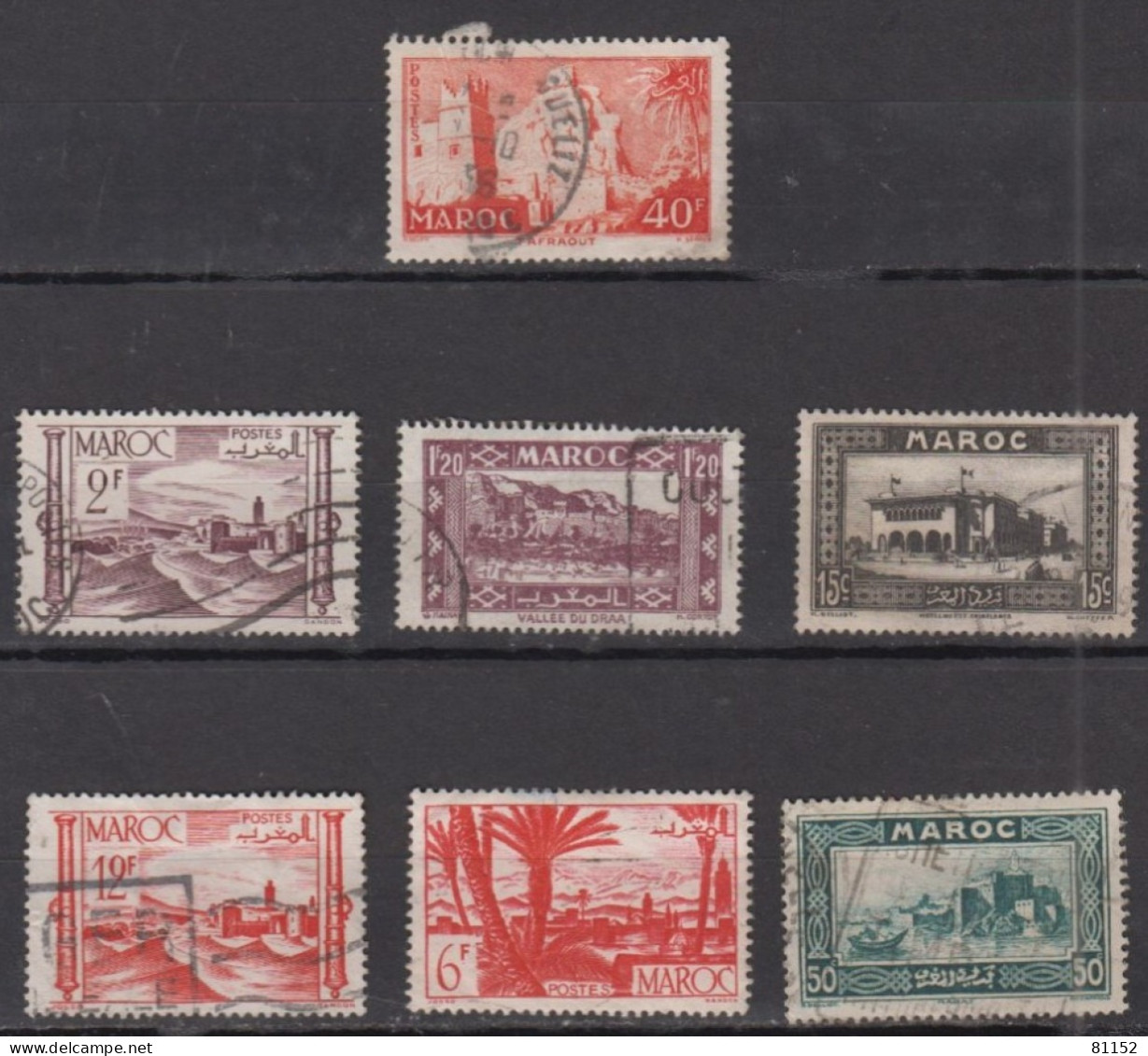 lot de 113  timbres du  MAROC     oblitérés années mélangées  dont 1 bande de 3  non oblitérés