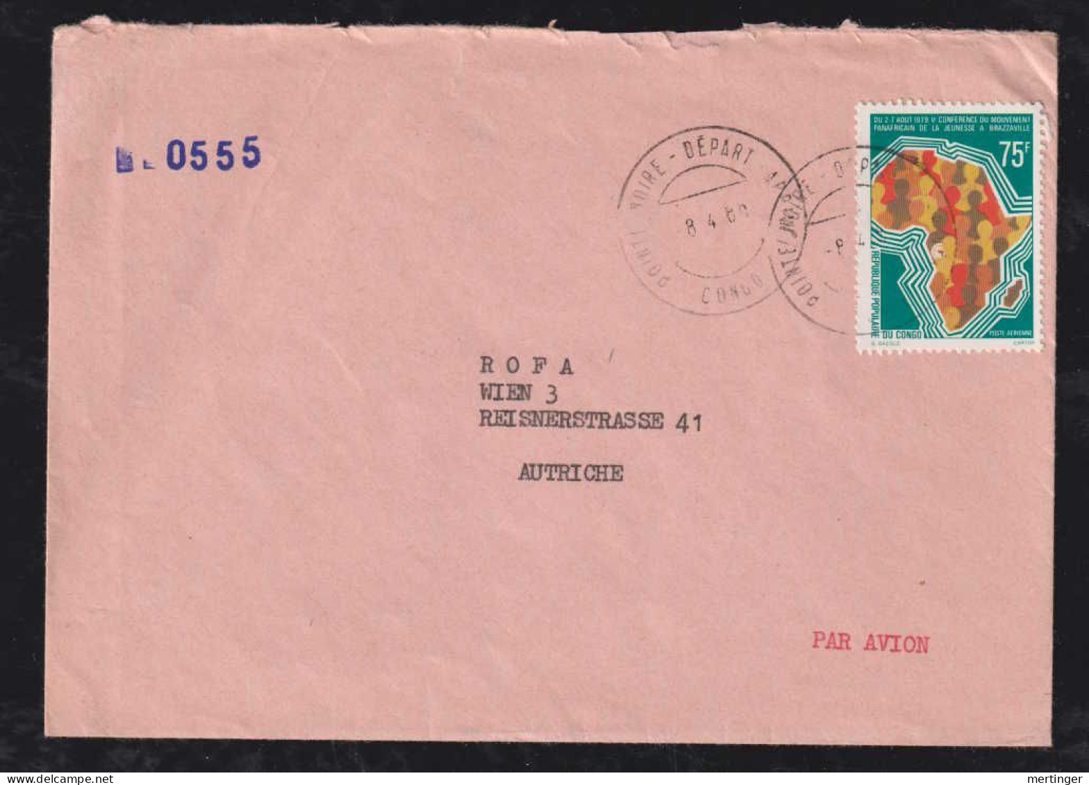 Kongo Congo 1980 Air Mail Cover POINTE NOIRE X VIENNA Austria - Oblitérés