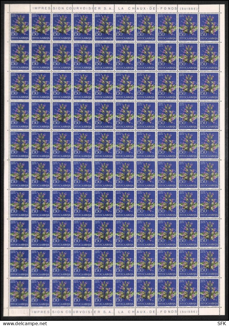 1965 FLORA - FLOWERS: COMPLETE SHEETS OF 100, COMPLETE SET Mi 1118/23 Rare On Market. Very Fine. 1949 - Usati