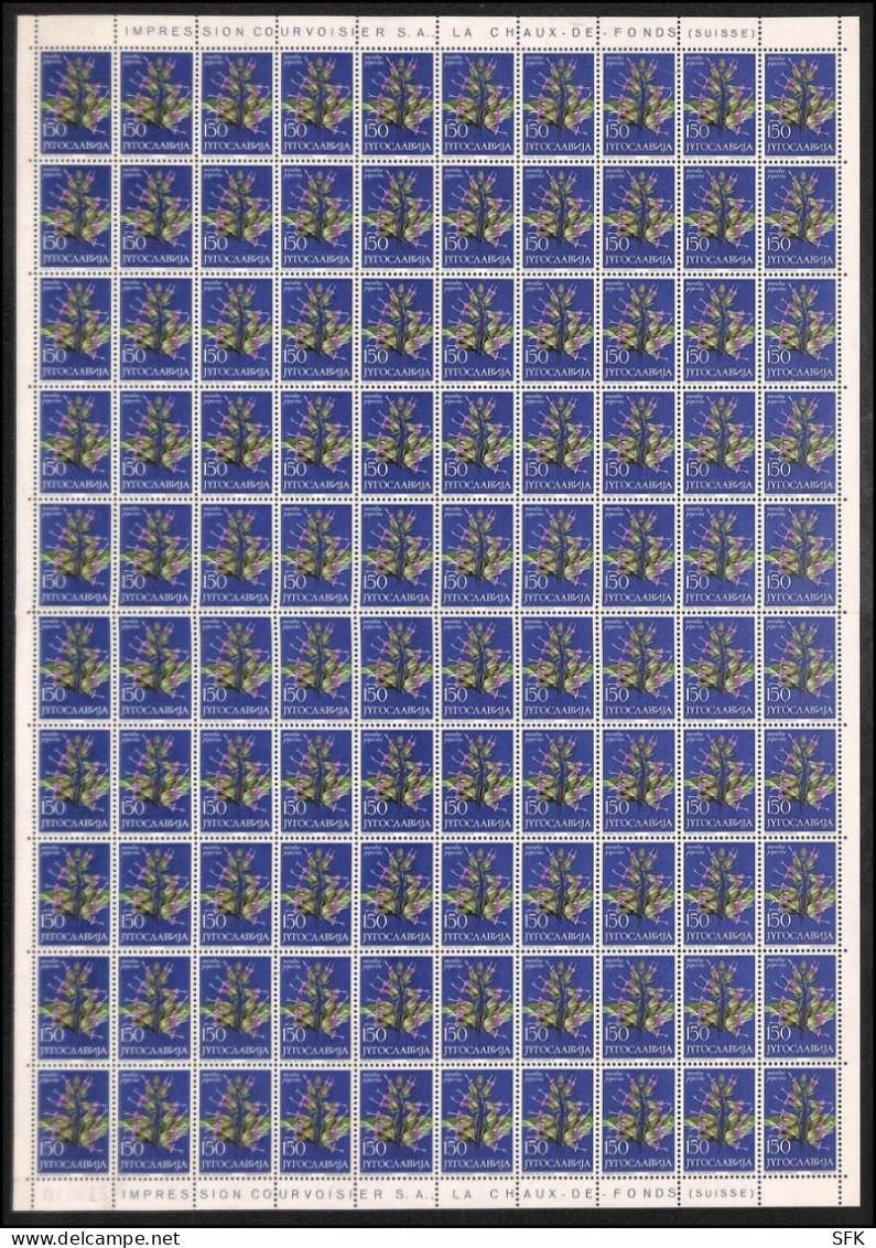 1965 FLORA - FLOWERS: COMPLETE SHEETS OF 100, COMPLETE SET Mi 1118/23 Rare On Market. Very Fine. 1949 - Oblitérés