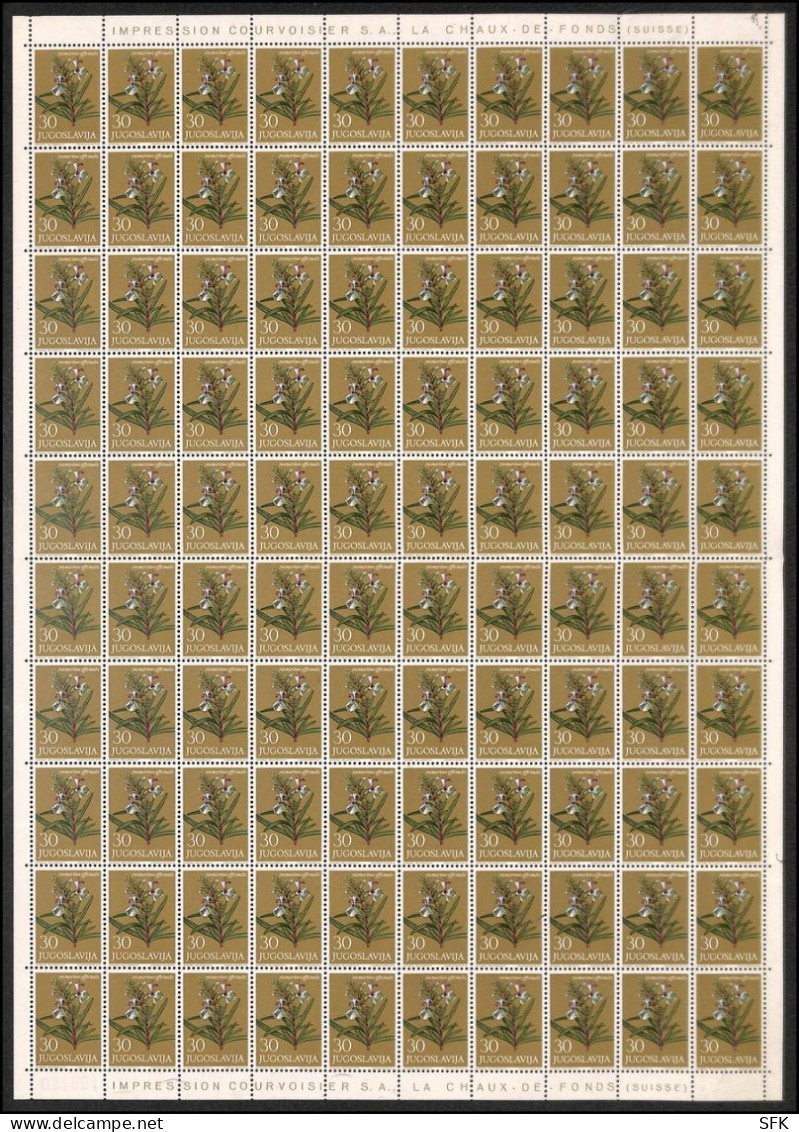 1965 FLORA - FLOWERS: COMPLETE SHEETS OF 100, COMPLETE SET Mi 1118/23 Rare On Market. Very Fine. 1949 - Usati