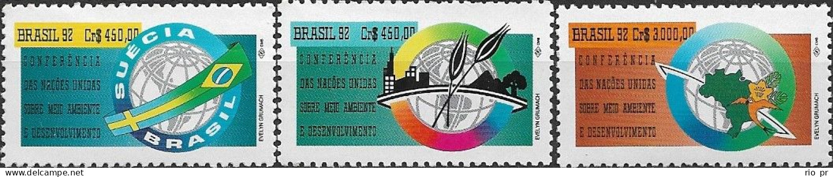 BRAZIL - COMPLETE SET UN CONFERENCE ON ENVIRONMENTAL DEVELOPMENT, RIO 1992 - MNH - Environment & Climate Protection