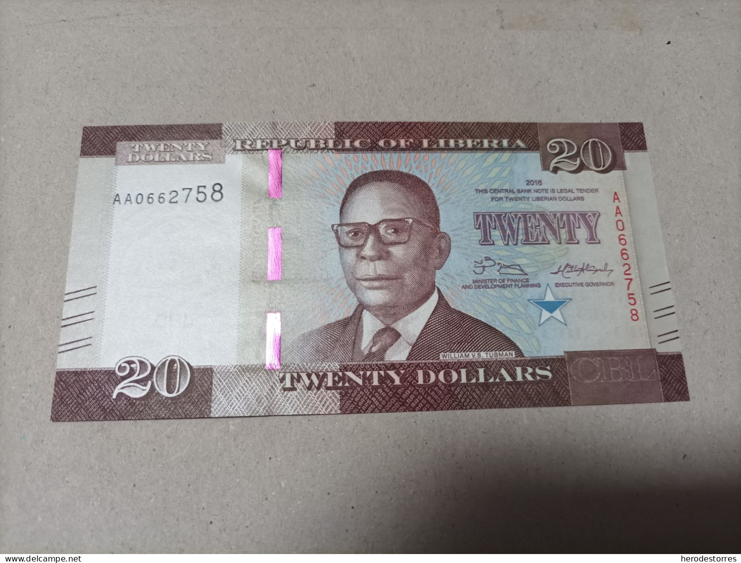 Billete De Liberia De 20 Dólares, Año 2016, Serie AA, UNC - Liberia