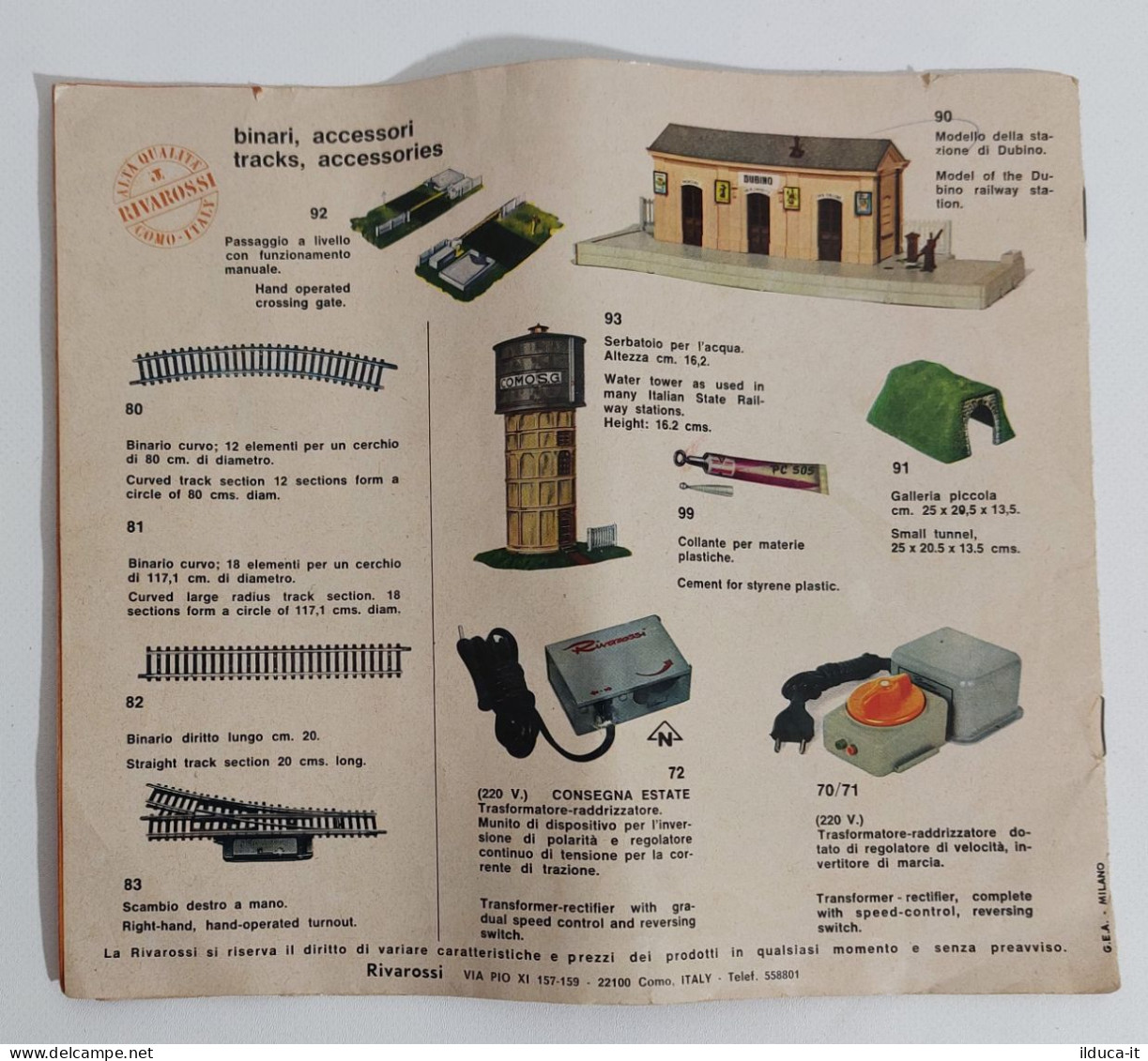 44541 Catalogo Modellismo Ferroviario Rivarossi H0 - Edizione 1965 - Italië