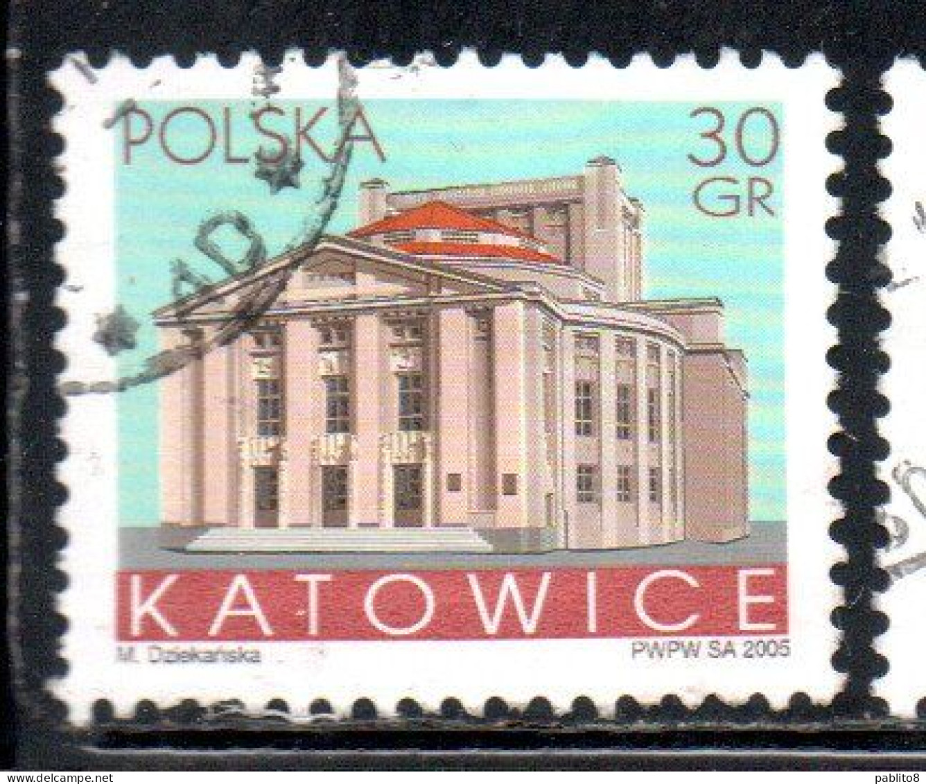 POLONIA POLAND POLSKA 2005 BUILDINGS KATOWICE 30g USED USATO OBLITERE' - Usados