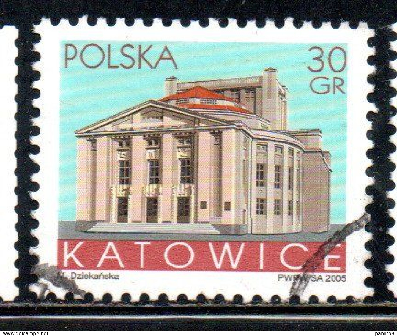 POLONIA POLAND POLSKA 2005 BUILDINGS KATOWICE 30g USED USATO OBLITERE' - Oblitérés