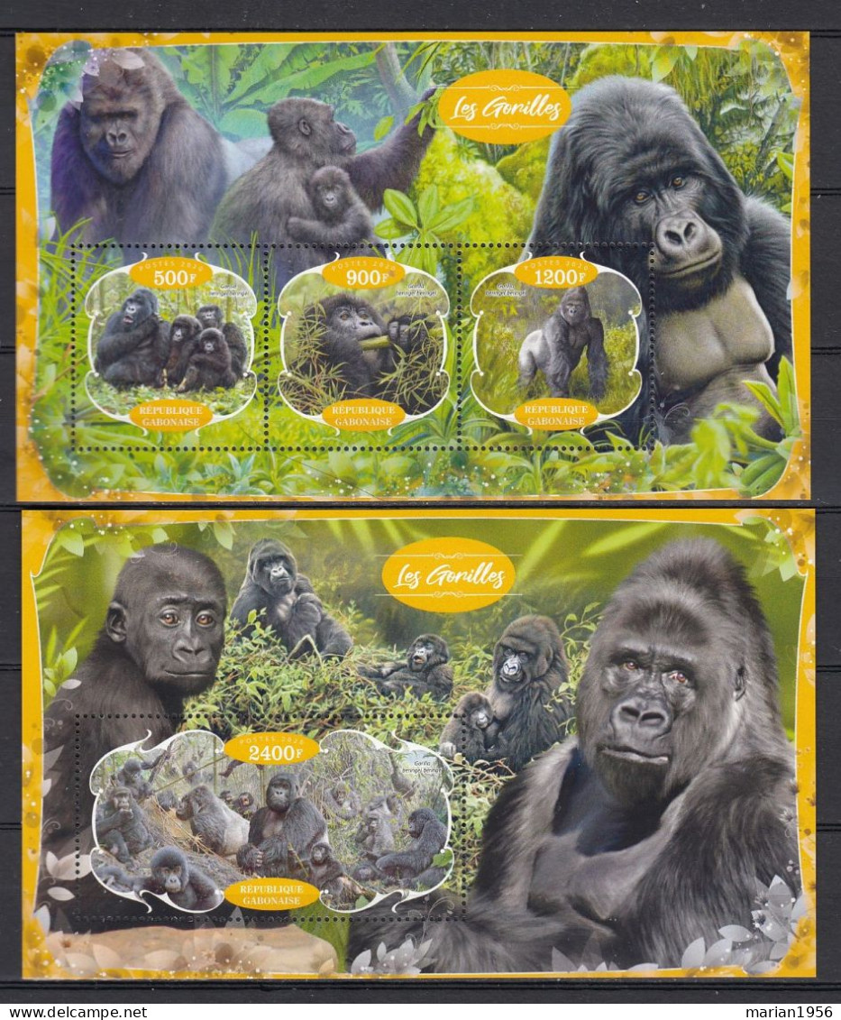 Gabon 2020 - GORILLES - BL + BF - MNH - Gorilla's