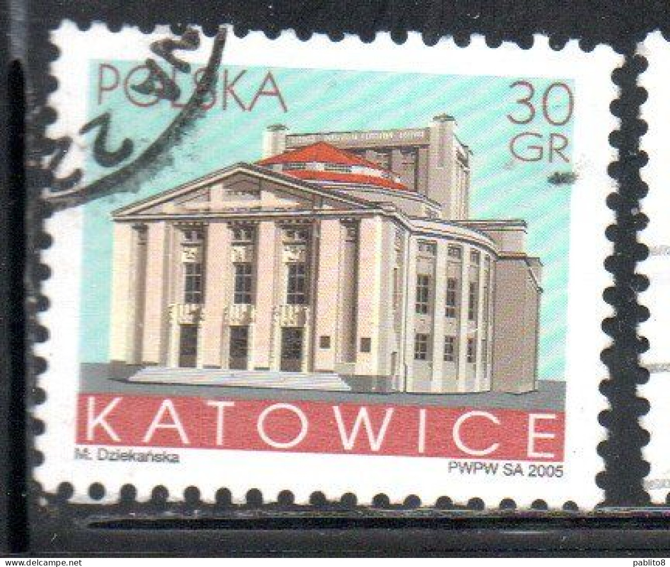POLONIA POLAND POLSKA 2005 BUILDINGS KATOWICE 30g USED USATO OBLITERE' - Used Stamps