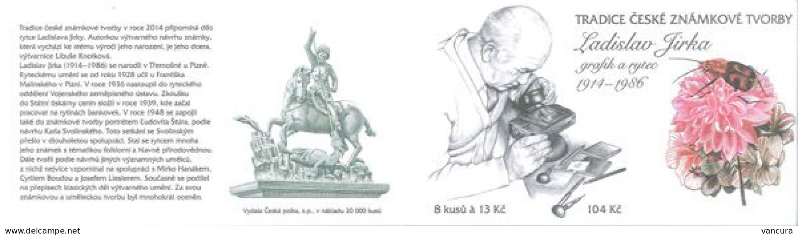 Booklet 795 Czech Republic Ladislav Jirka, Engraver 2014 Beetle Dahlia Dragon Statue St George Microscope Mushroom - Grabados