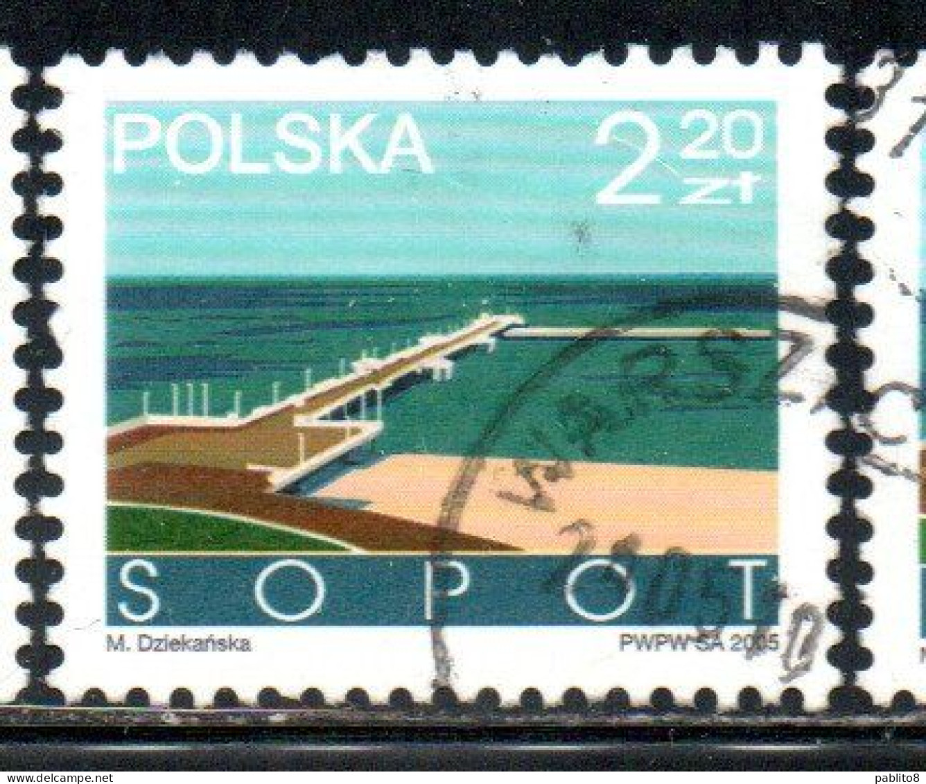 POLONIA POLAND POLSKA 2005 BALTIC SHORE SOPOT 2.20z USED USATO OBLITERE' - Used Stamps