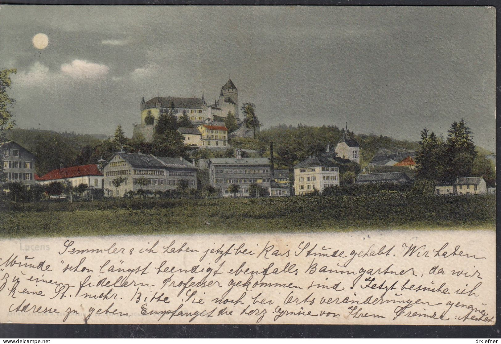 LUCENS, Mondscheinkarte, Um 1905 - Lucens