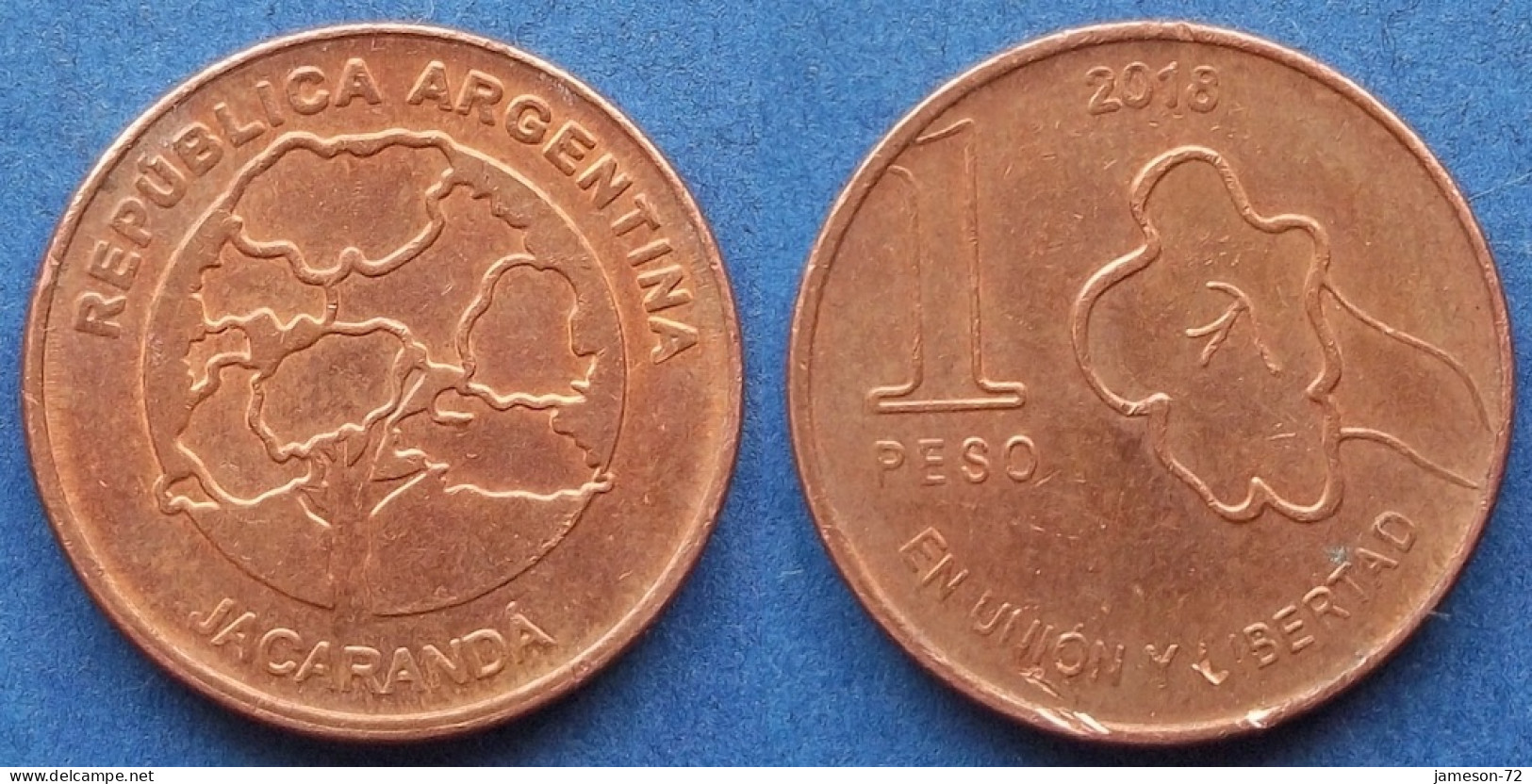 ARGENTINA - 1 Peso 2018 "Jacaranda" KM# 186 Monetary Reform (1992) - Edelweiss Coins - Argentinië