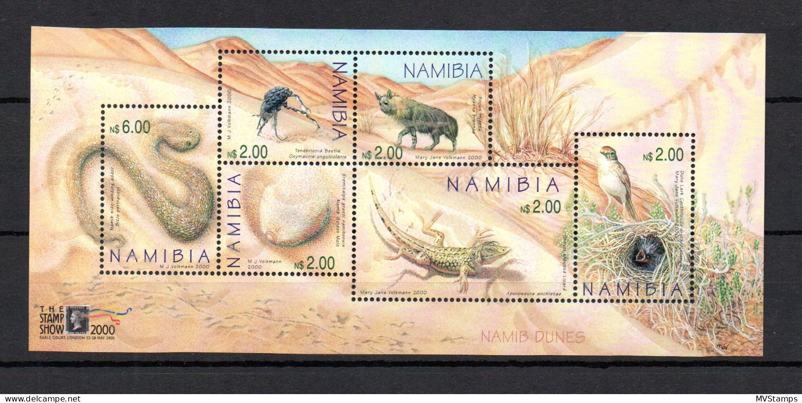 Namibia 2000 Set Snakes/Reptiles/birds Stamps (Michel Block 53) MNH - Namibie (1990- ...)