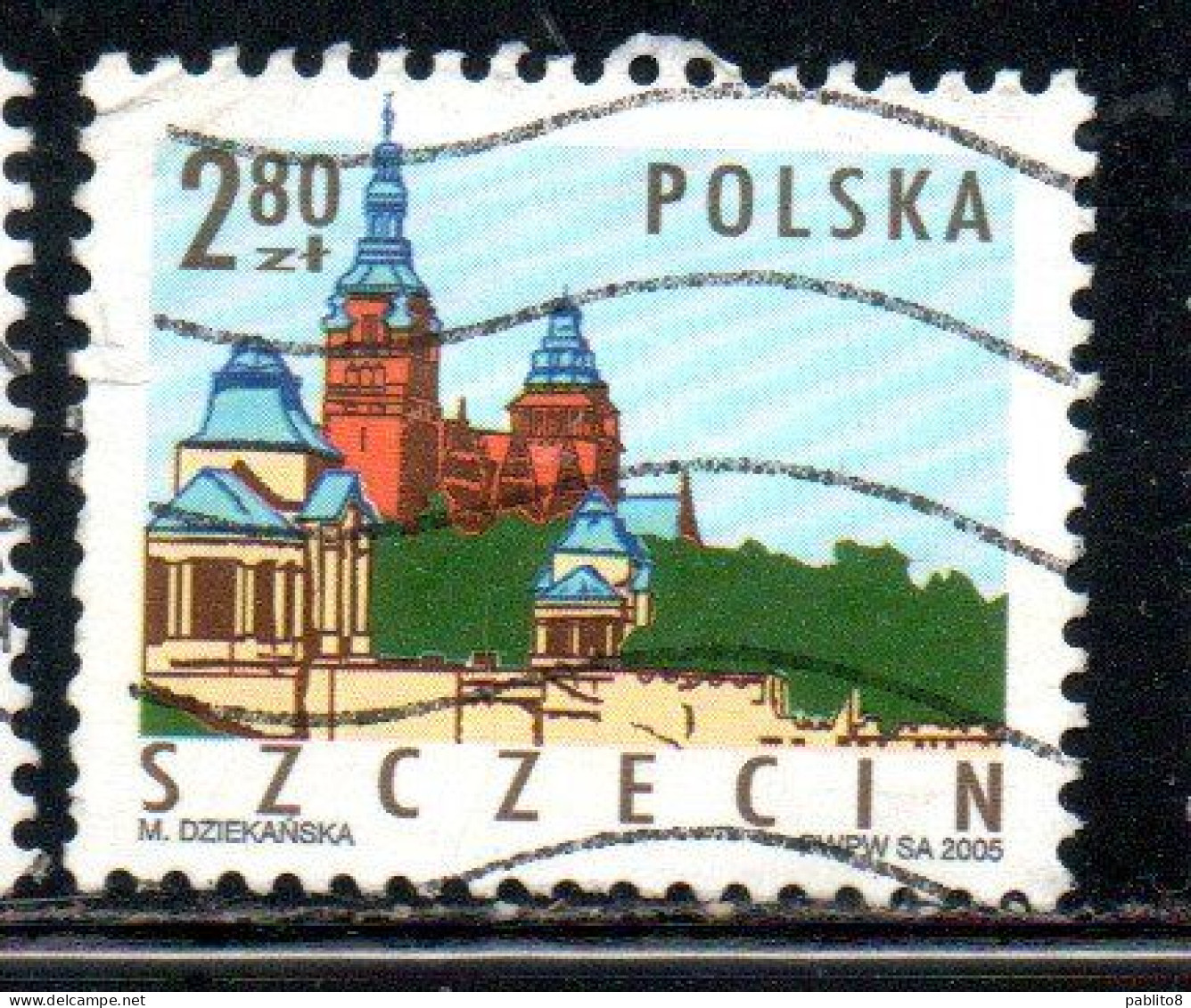 POLONIA POLAND POLSKA 2005 BUILDINGS SZCZECIN 2.80z USED USATO OBLITERE' - Oblitérés