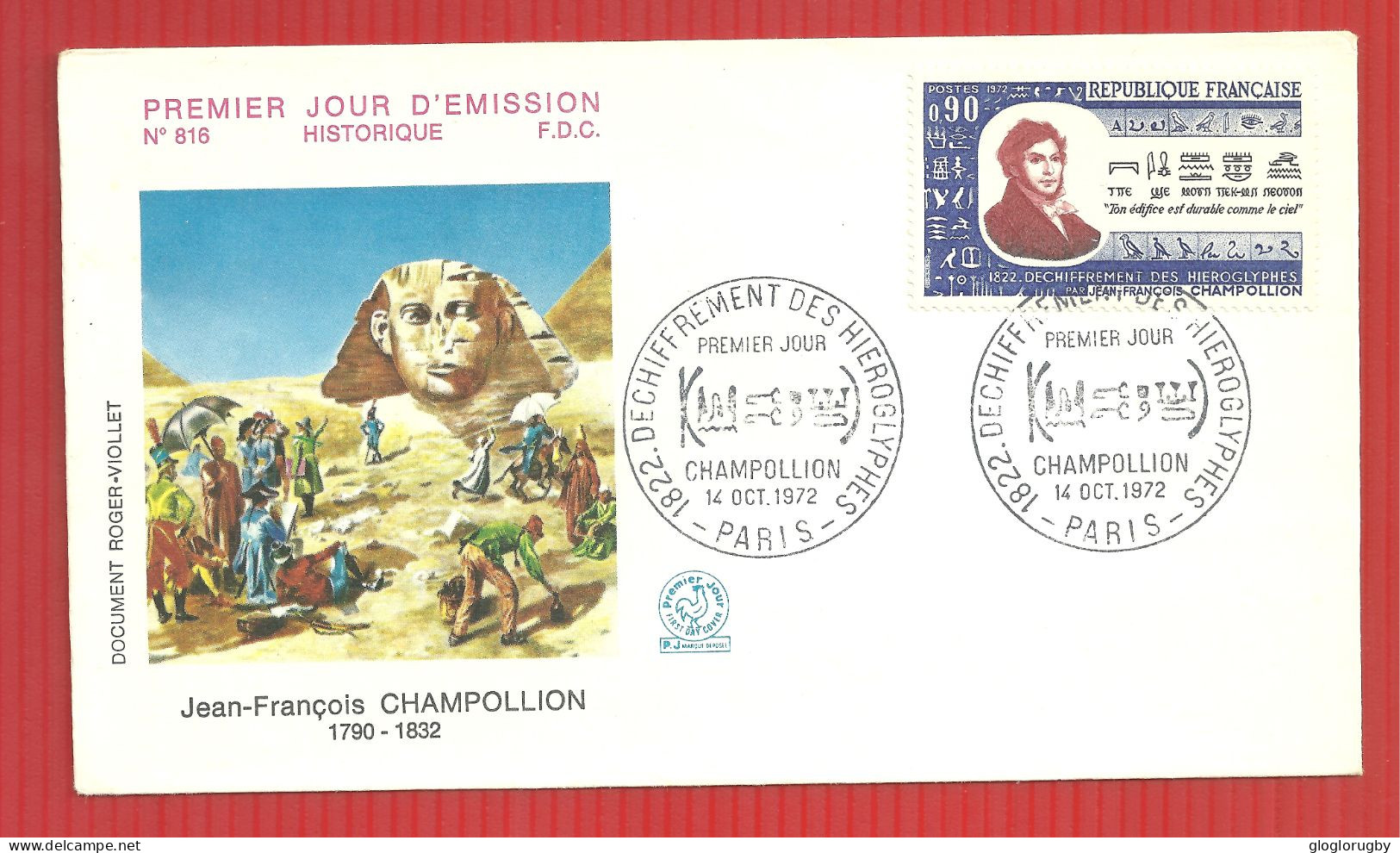 FDC CHAMPOLL ION  14 10 1972 - Napoléon