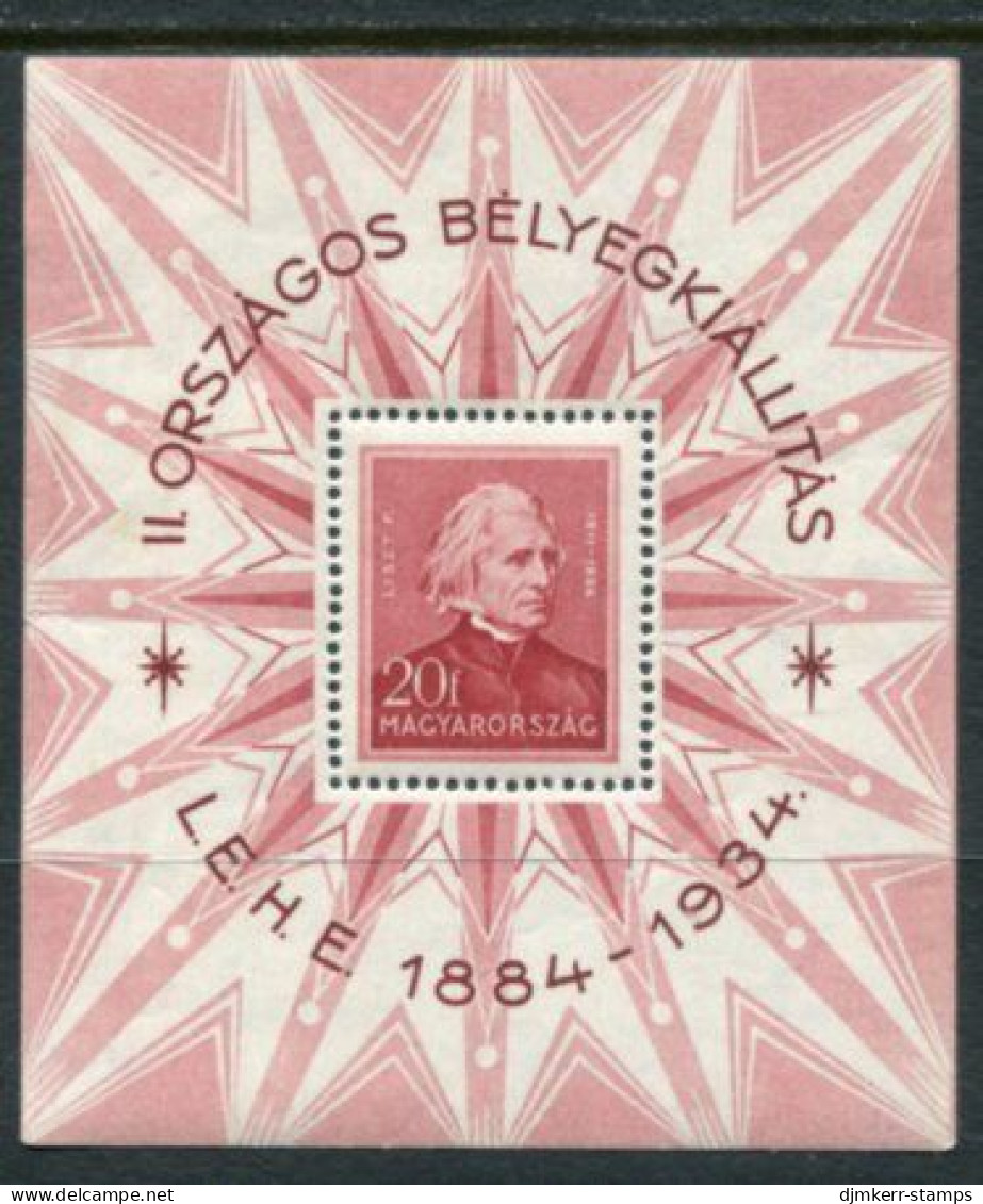 HUNGARY 1934 Philatelic Exhibition Block MNH  / **.  Michel Block 1 - Unused Stamps