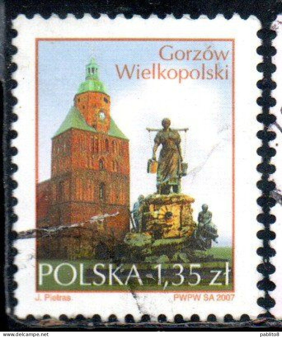 POLONIA POLAND POLSKA 2007 CATHEDRAL OF THE ASSUMPTION PAUKSCH FOUNTAIN GORZOW WIELKOPOLSKI 1.35z USED USATO OBLITERE' - Usati