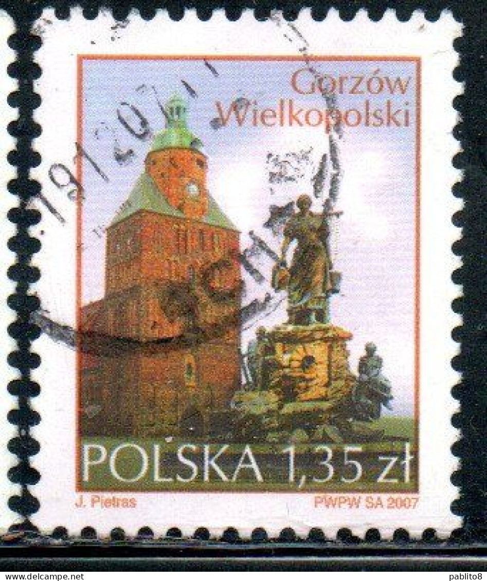 POLONIA POLAND POLSKA 2007 CATHEDRAL OF THE ASSUMPTION PAUKSCH FOUNTAIN GORZOW WIELKOPOLSKI 1.35z USED USATO OBLITERE' - Oblitérés