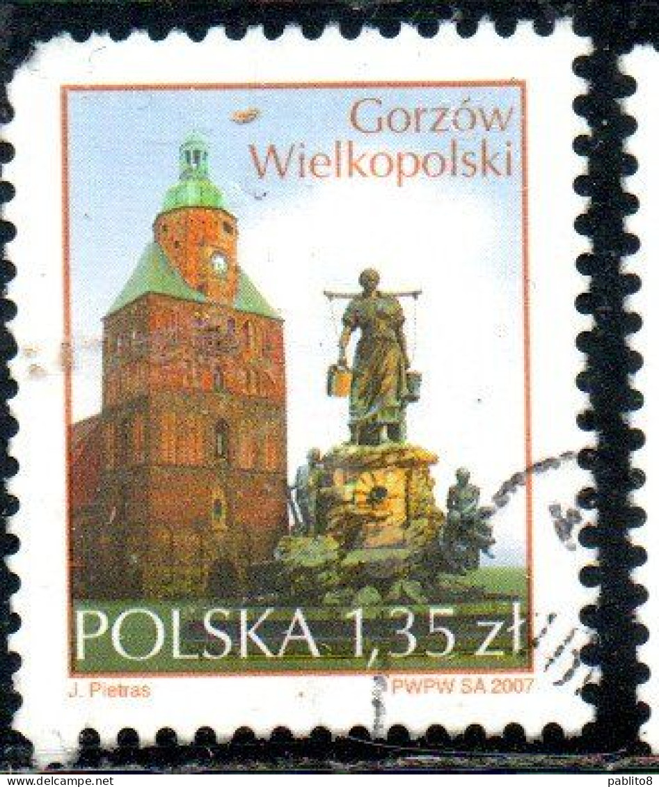 POLONIA POLAND POLSKA 2007 CATHEDRAL OF THE ASSUMPTION PAUKSCH FOUNTAIN GORZOW WIELKOPOLSKI 1.35z USED USATO OBLITERE' - Usados