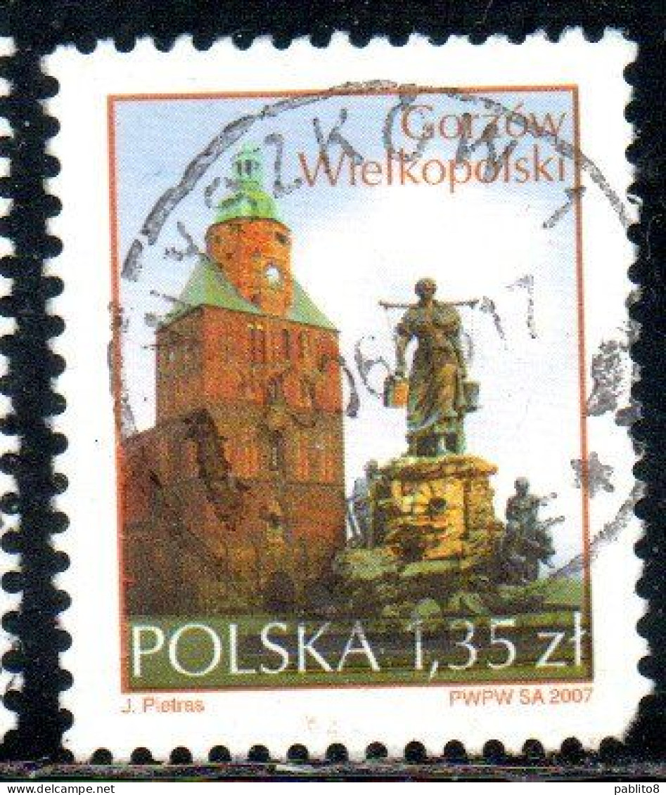 POLONIA POLAND POLSKA 2007 CATHEDRAL OF THE ASSUMPTION PAUKSCH FOUNTAIN GORZOW WIELKOPOLSKI 1.35z USED USATO OBLITERE' - Used Stamps